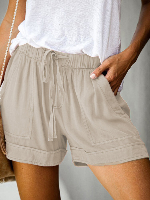 Valenzora | Women's High Waist Lace-Up Loose Straight Shorts