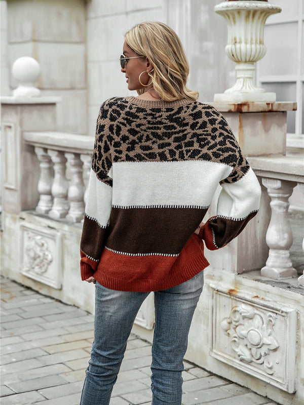 Valenzora | Damenpullover mit Leo-Print und Color Blocking