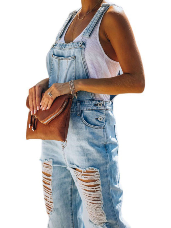 Valenzora | New Style Casual Commuter Ripped Mid Waist Denim Overall