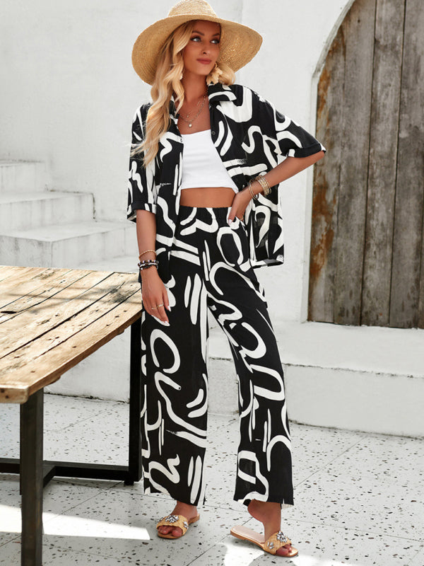 Valenzora | Printed Blouse & Trousers Set