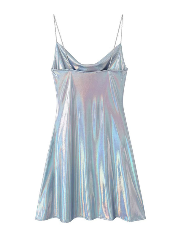 Valenzora | Low-cut back metallic strap dress