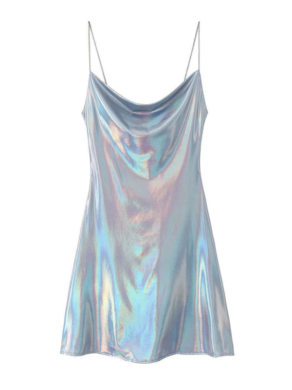 Valenzora | Low-cut back metallic strap dress