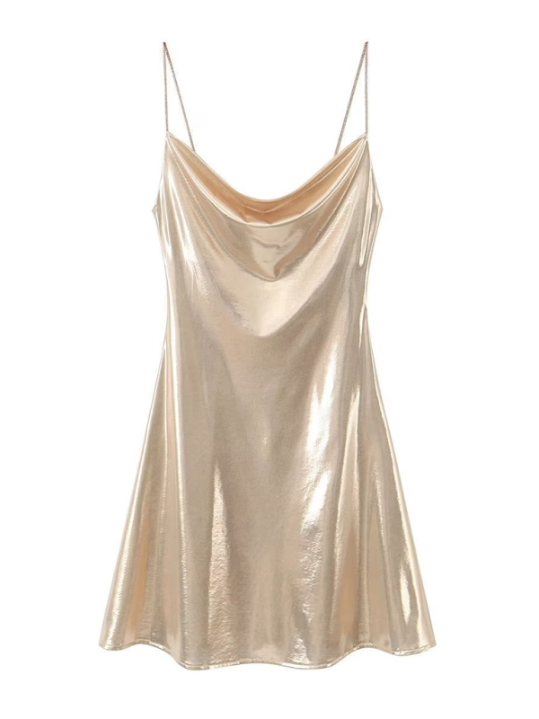 Valenzora | Low-cut back metallic strap dress