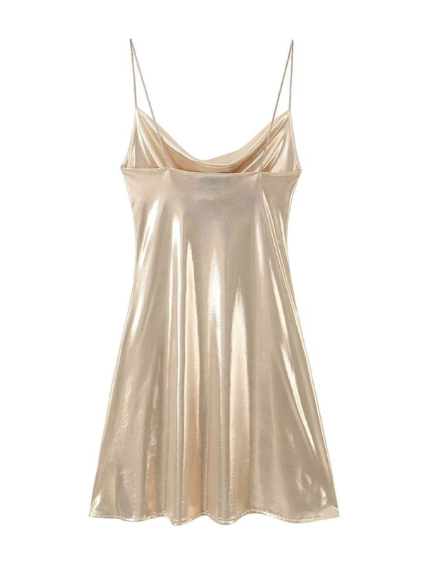 Valenzora | Low-cut back metallic strap dress