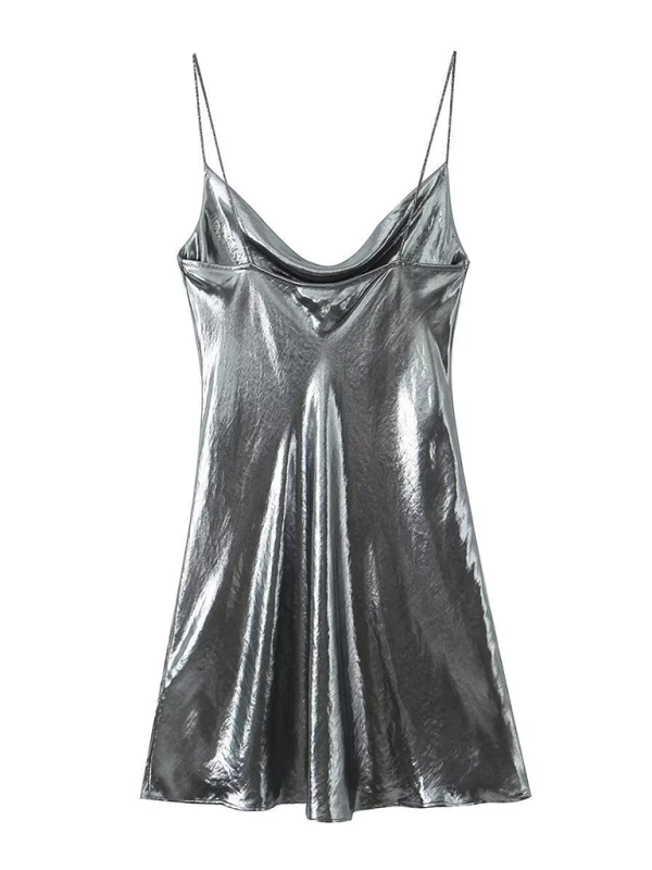 Valenzora | Low-cut back metallic strap dress