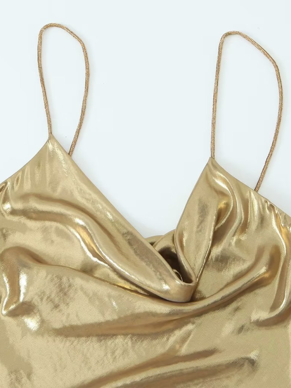Valenzora | Low-cut back metallic strap dress
