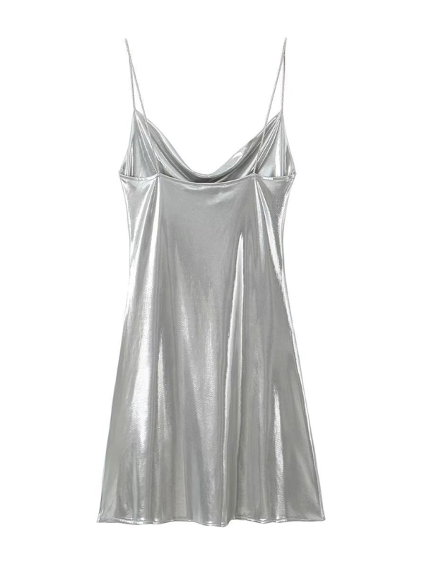 Valenzora | Low-cut back metallic strap dress