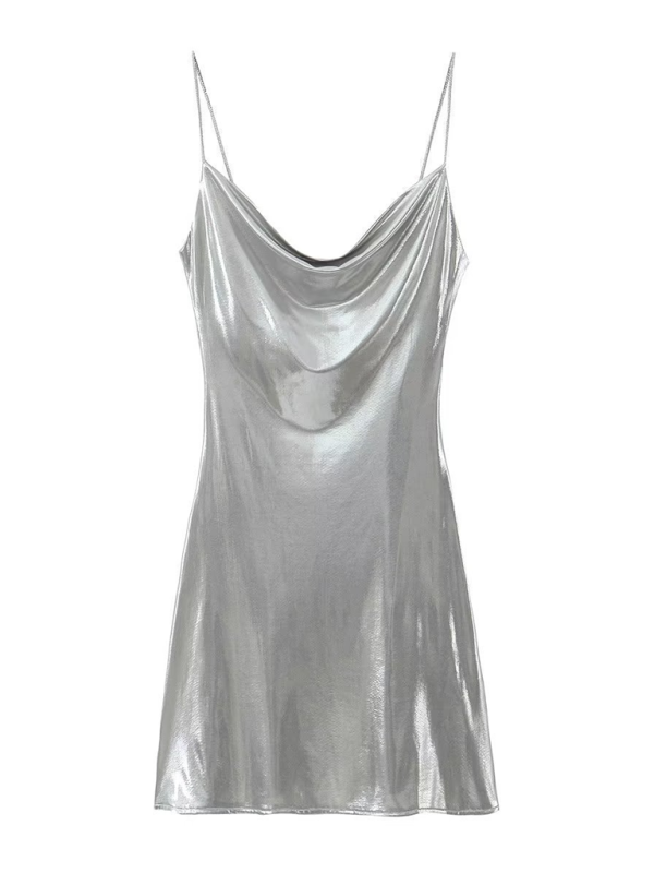 Valenzora | Low-cut back metallic strap dress
