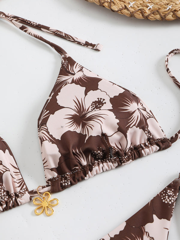 Valenzora | Floral pattern halterneck bikini