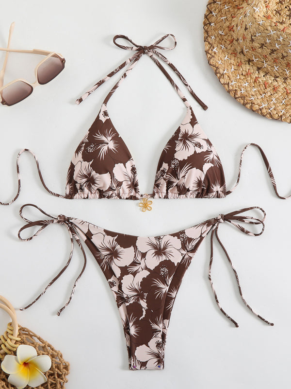 Valenzora | Floral pattern halterneck bikini