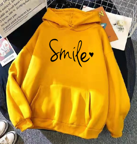 Valenzora | Cozy Smile Print Hoodie with Drawstring for Women