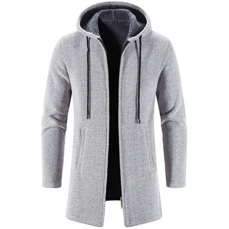 – Stilvoller langer Cardigan aus Wollmischung mit Kapuze