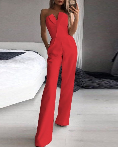 Valenzora Red sleeveless jumpsuit