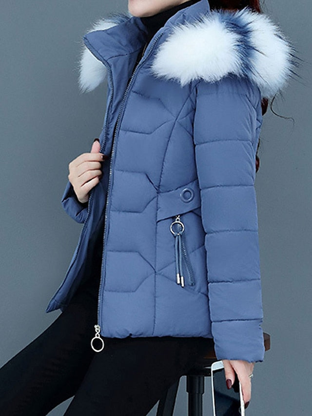 Valenzora | Stylish women's winter jacket with fur collar
