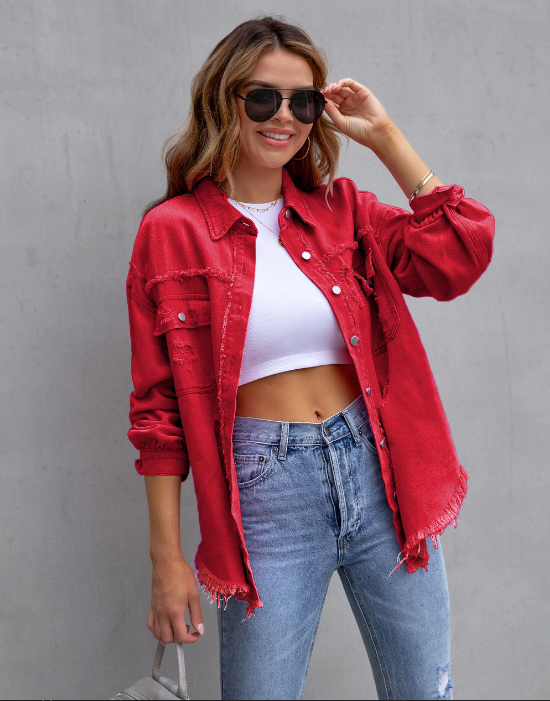 Valenzora - Zerrissene Oversize-Jeansjacke