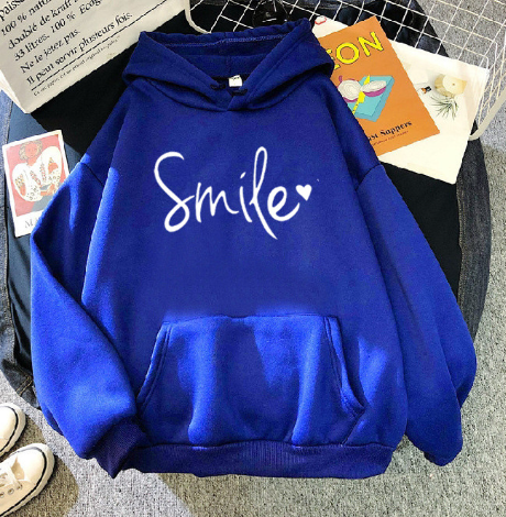 Valenzora | Cozy Smile Print Hoodie with Drawstring for Women