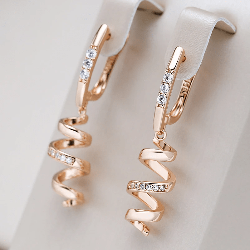 Gold/Zirkonia Spiralohrringe – Strahlender Glamour