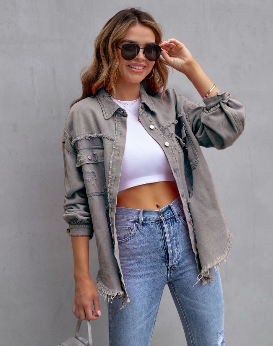 Valenzora - Zerrissene Oversize-Jeansjacke