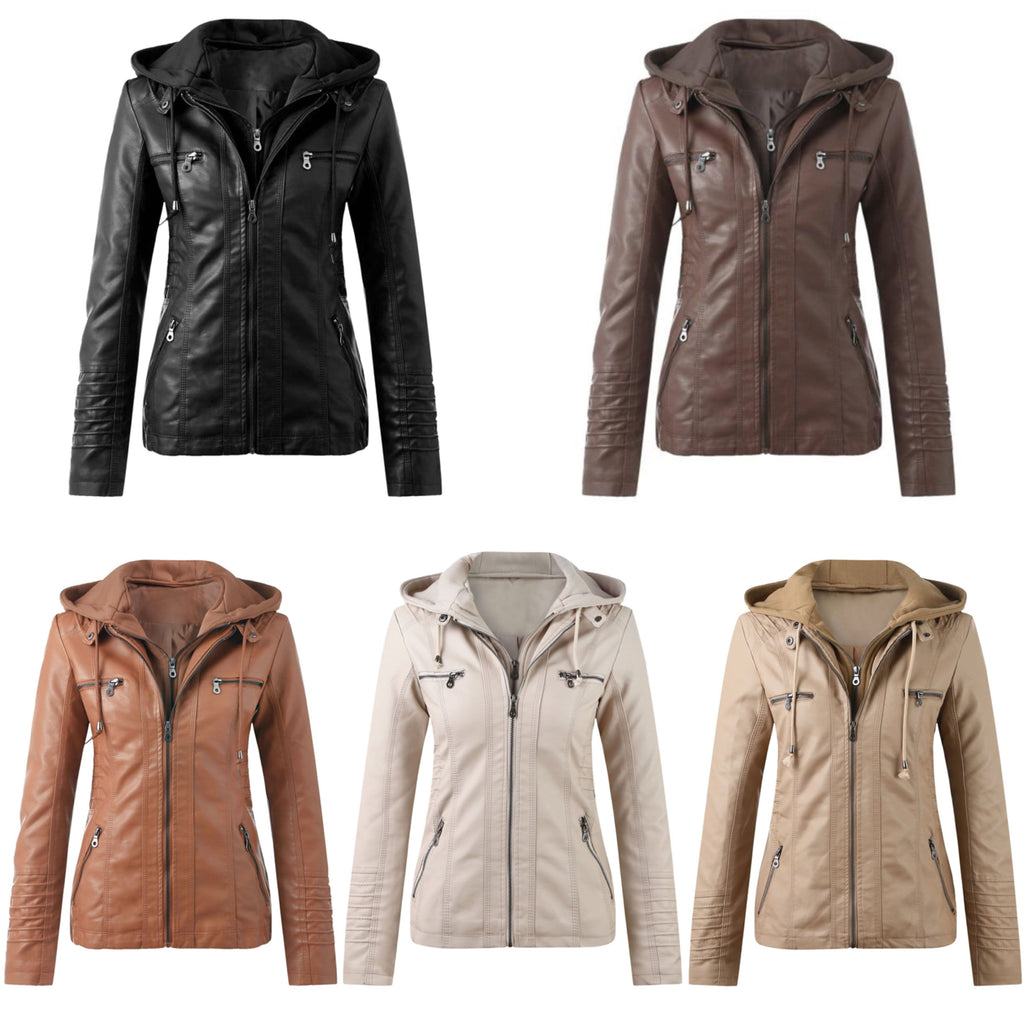 Valenzora | Designer-Lederjacke mit Kapuze