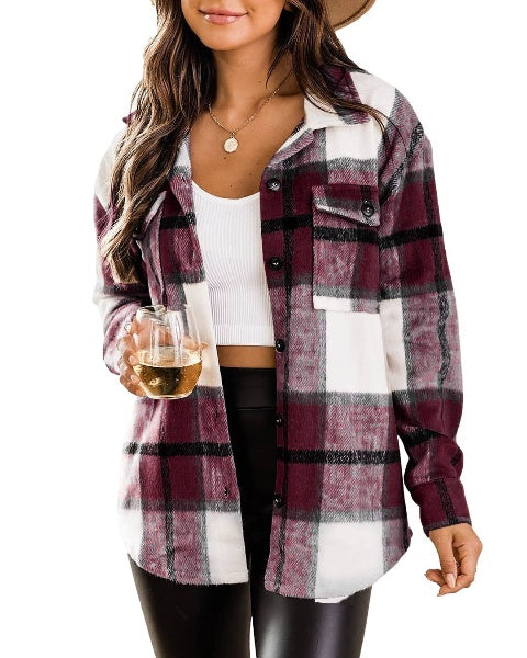 Checked shirt with button placket