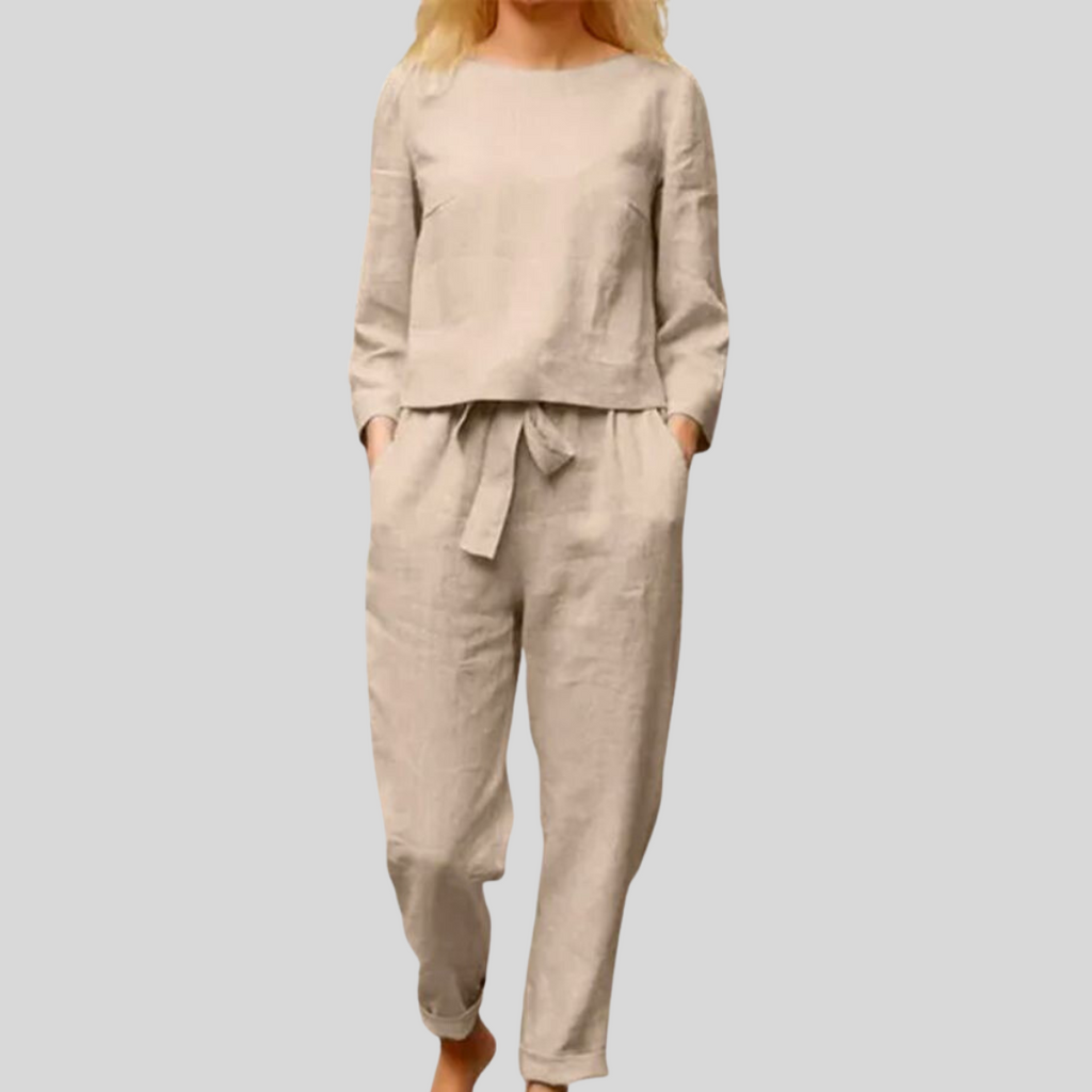 Valenzora SOLID COLOUR LINEN TWO-PIECE SET