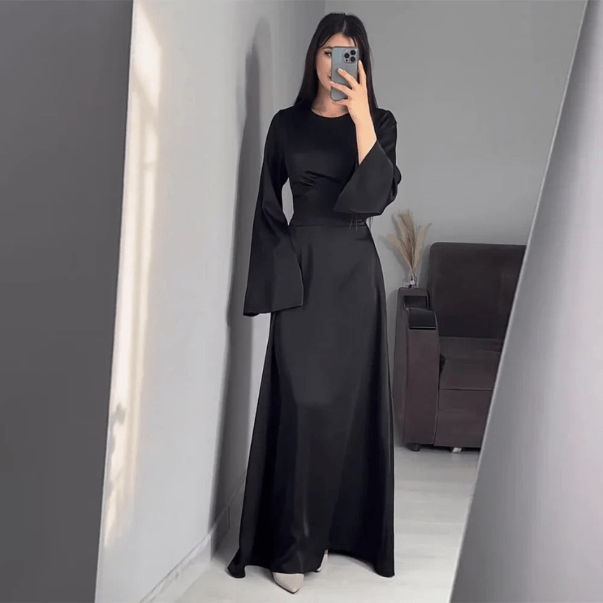 Valenzora | Long Satin Women's Dress Elegant Design & Comfortable