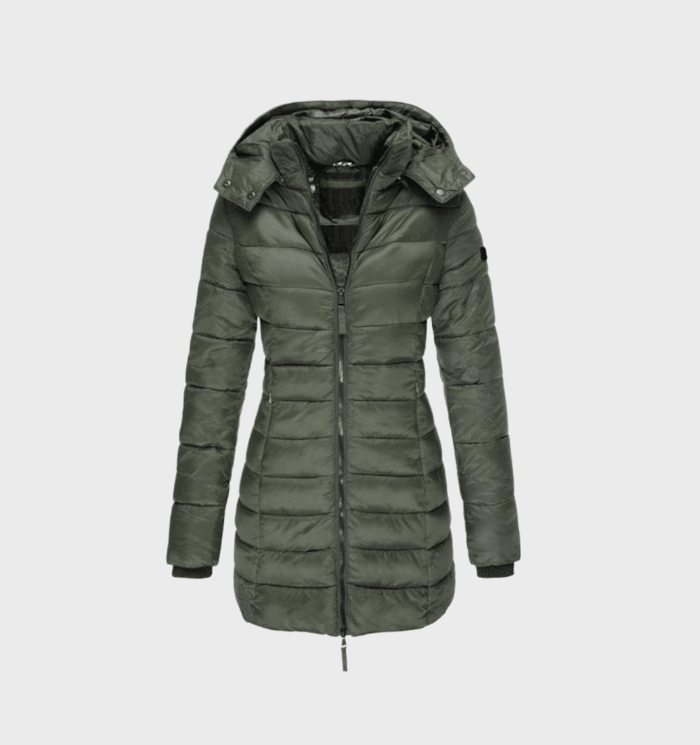 Valenzora - fashionable long coat with soft lining and hood