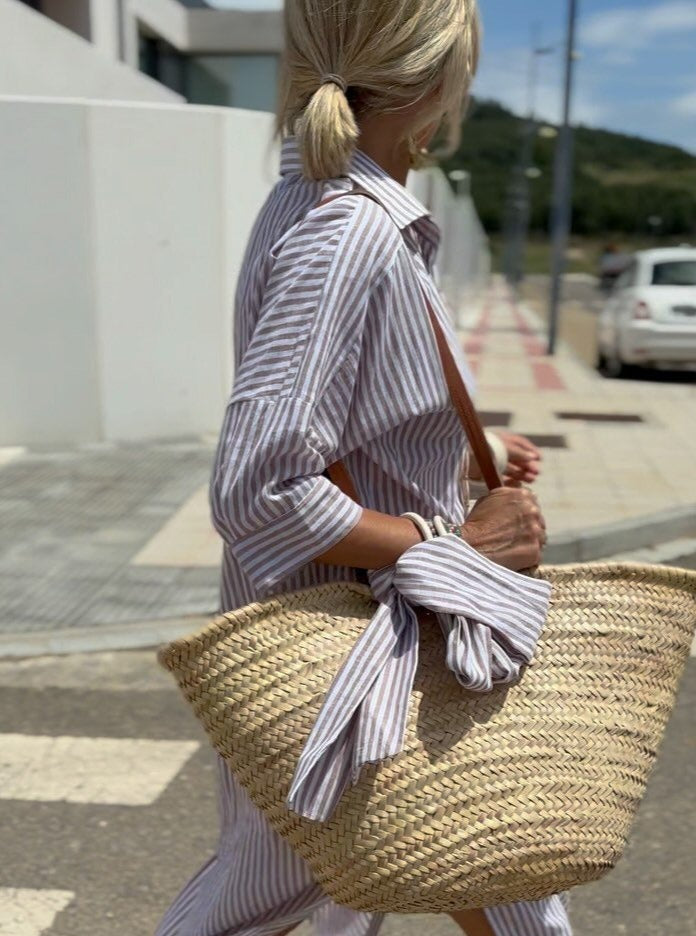 Valenzora | Classic Striped Shirt Dress