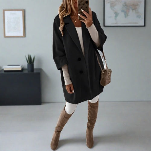 Valenzora - Eleganter Oversized-Damenmantel in Elfenbein