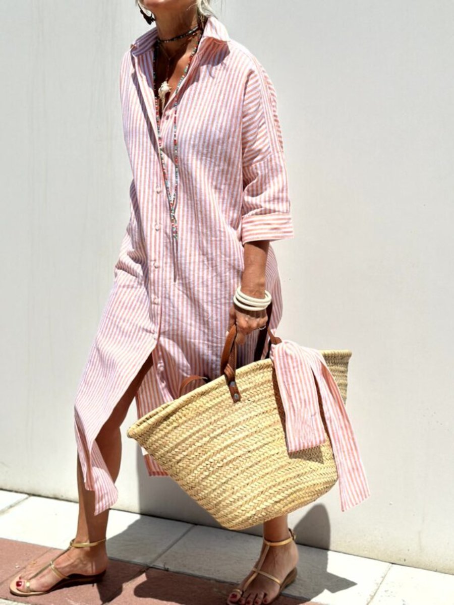 Valenzora | Classic Striped Shirt Dress