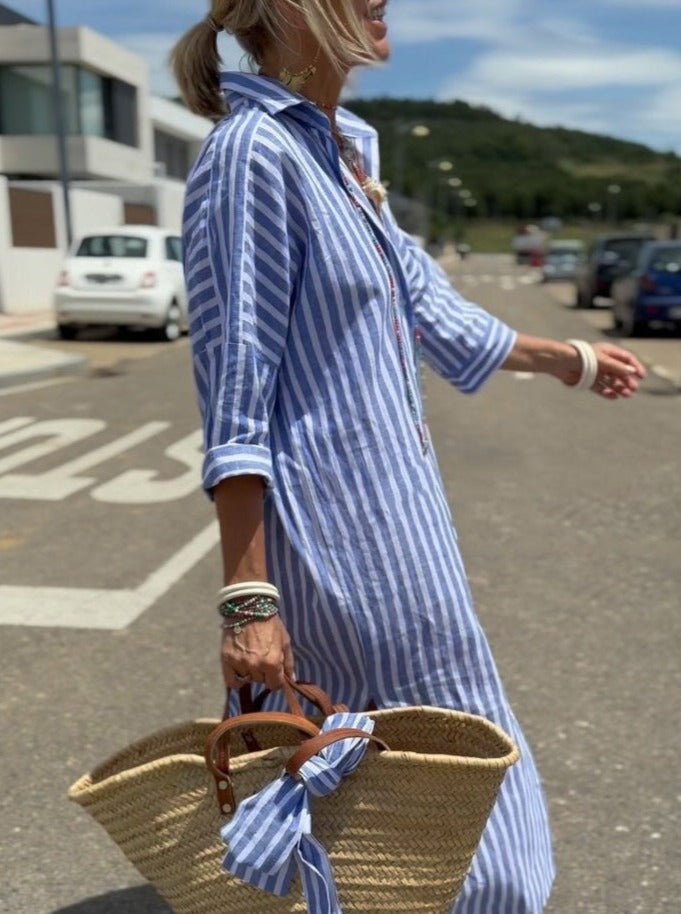 Valenzora | Classic Striped Shirt Dress