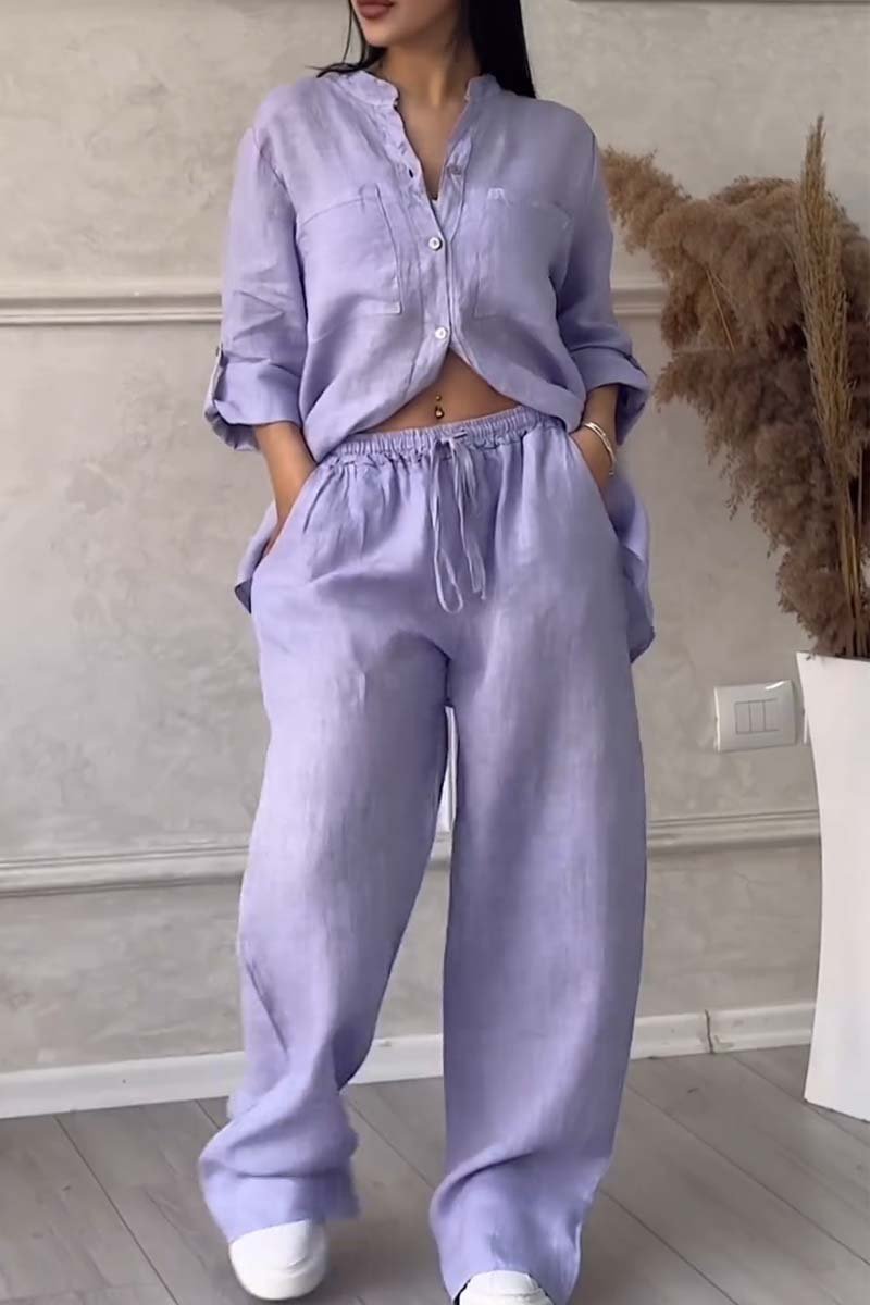Valenzora | Two-piece set with trousers made of cotton and linen