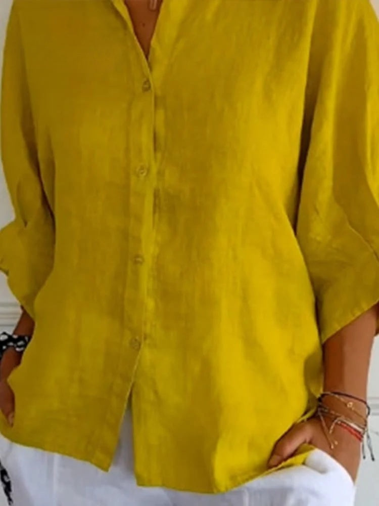Valenzora | Elegant tie-strap cotton-linen shirt