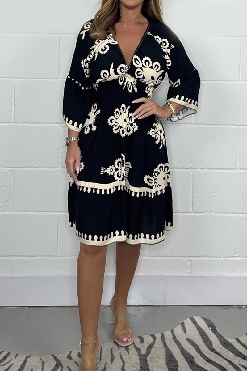 Printed V-neck dress