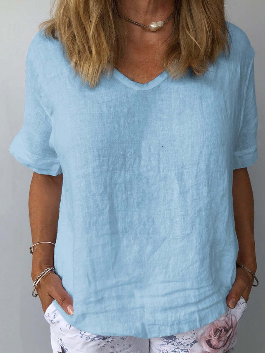 Valenzora | Breathable Cotton Linen Top Casual, Lightweight, Sustainable, Year-Round Style