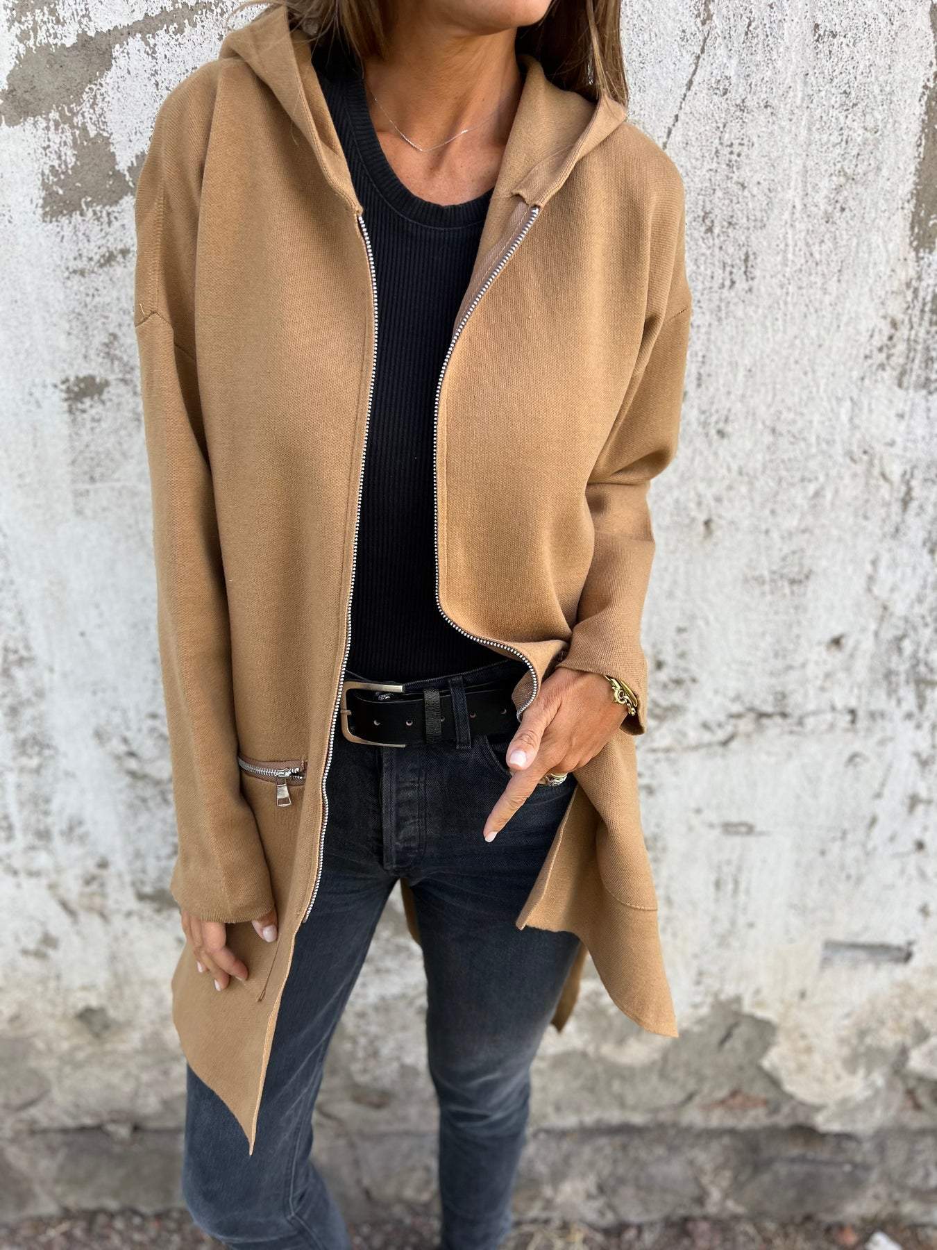 Valenzora | Casual jacket with round neck and zipper
