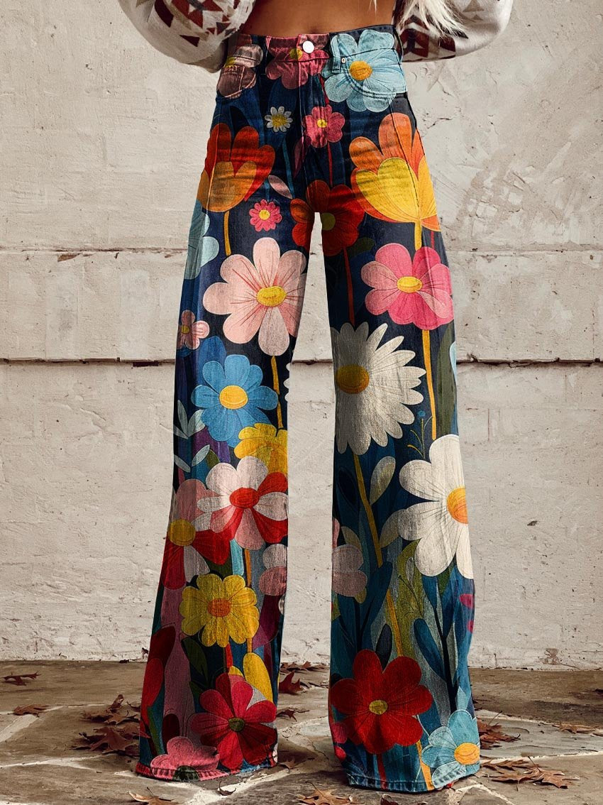 Valenzora | Weite Blumendessin-Hose