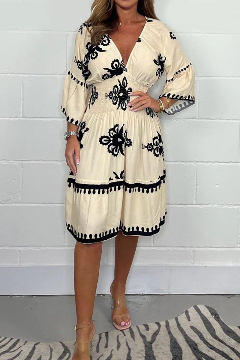 Printed V-neck dress