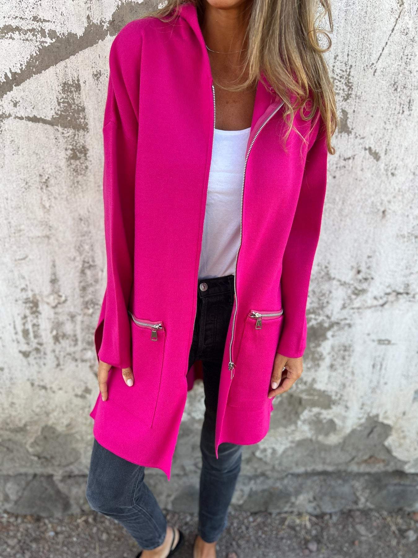 Langärmeliger Cardigan mit Reißverschluss