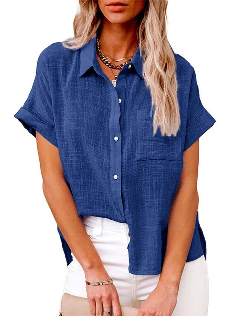 Valenzora | Einfaches kurzärmliges Button-down-Hemd