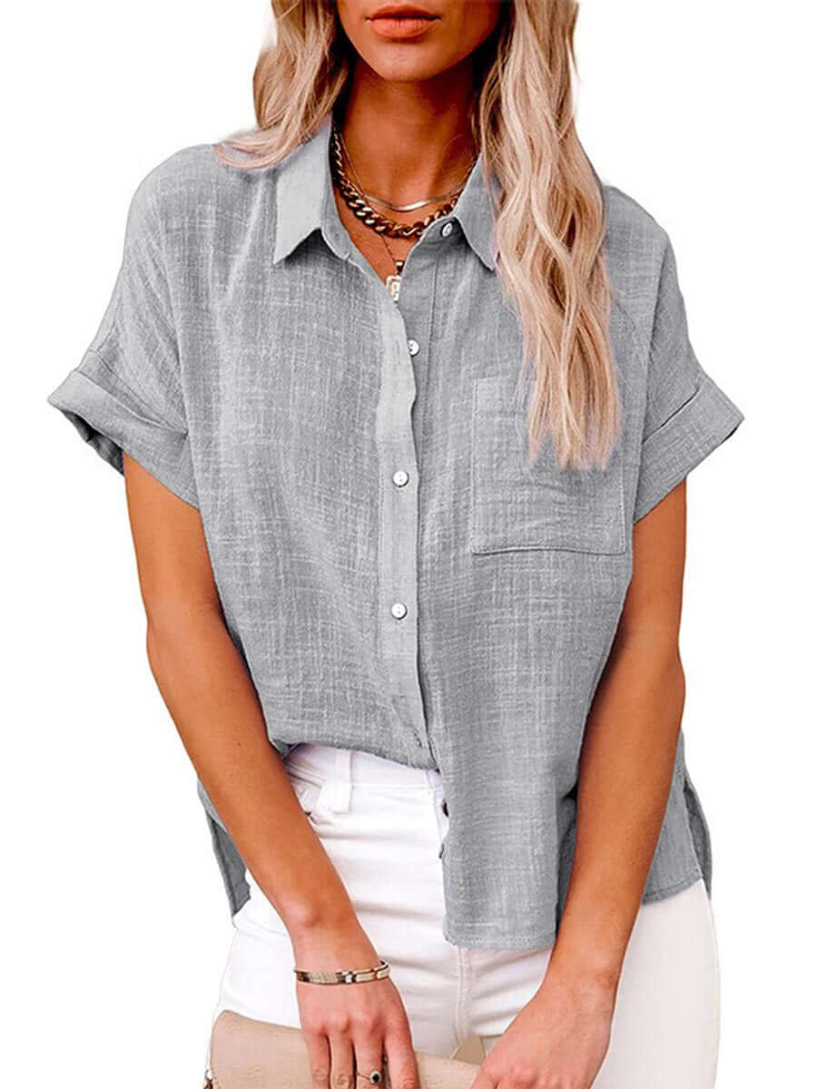 Valenzora | Einfaches kurzärmliges Button-down-Hemd