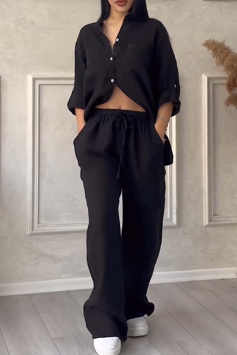 Valenzora | Two-piece set with trousers made of cotton and linen