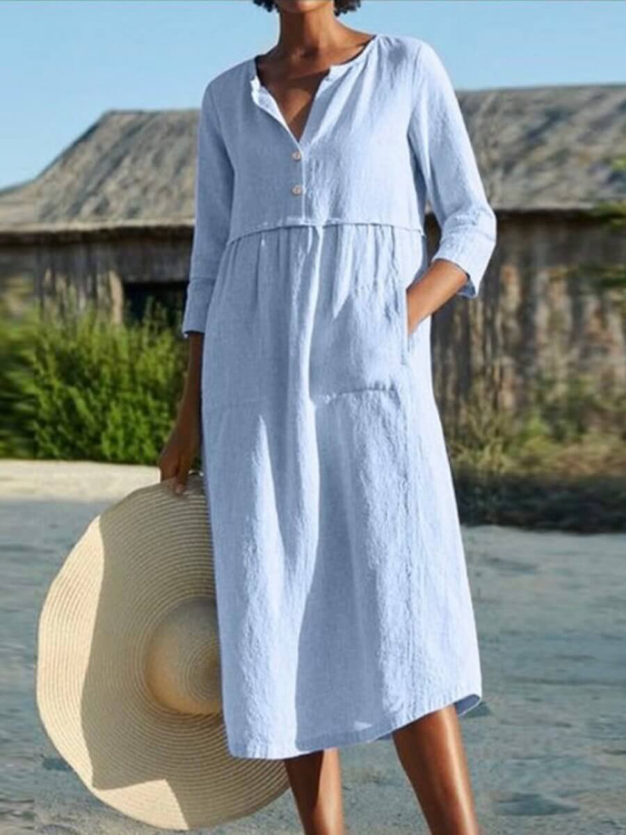 Valenzora | and linen dress with half sleeves