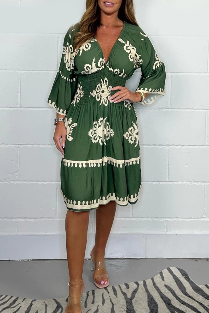 Printed V-neck dress