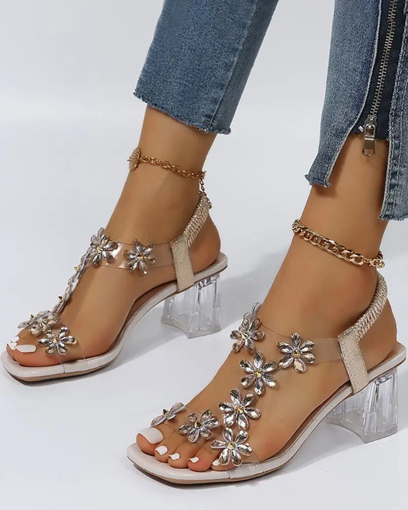 Valenzora | Sandaletten mit Riemchen und Strass, High Heels