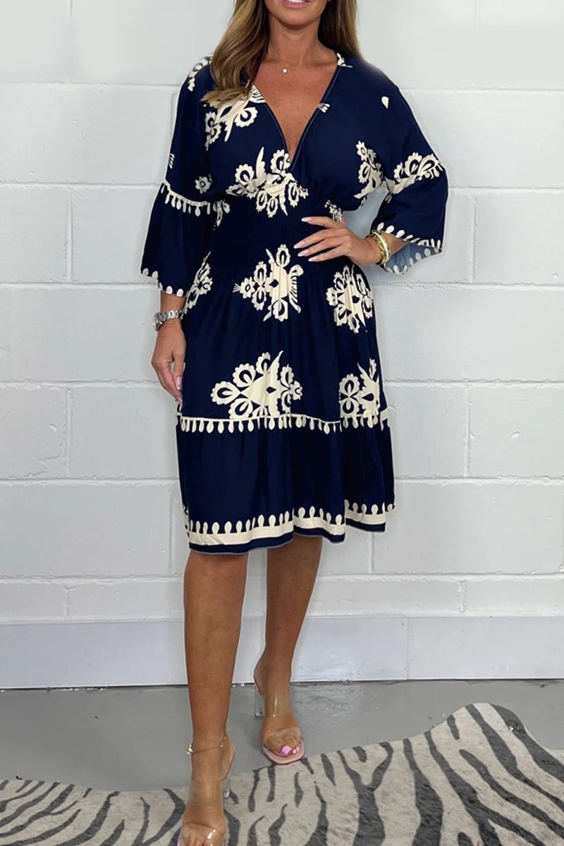 Printed V-neck dress