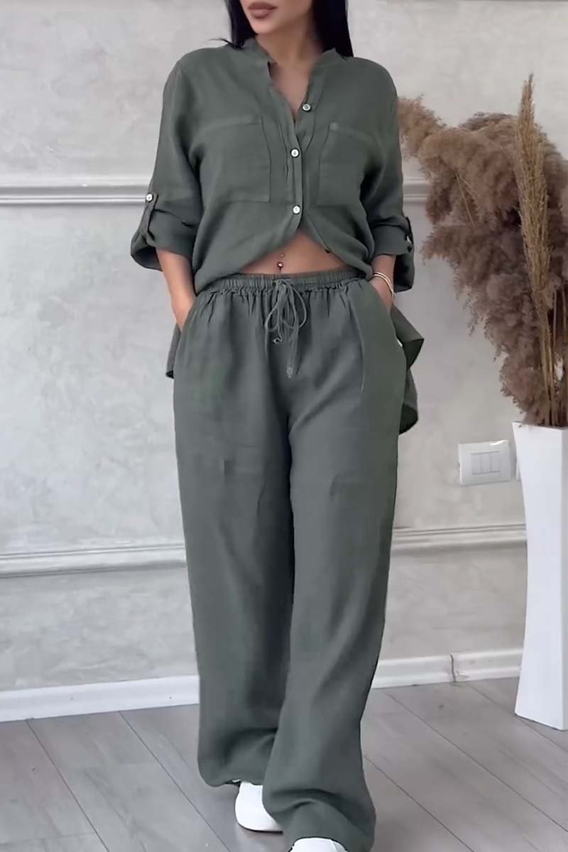 Valenzora | Two-piece set with trousers made of cotton and linen