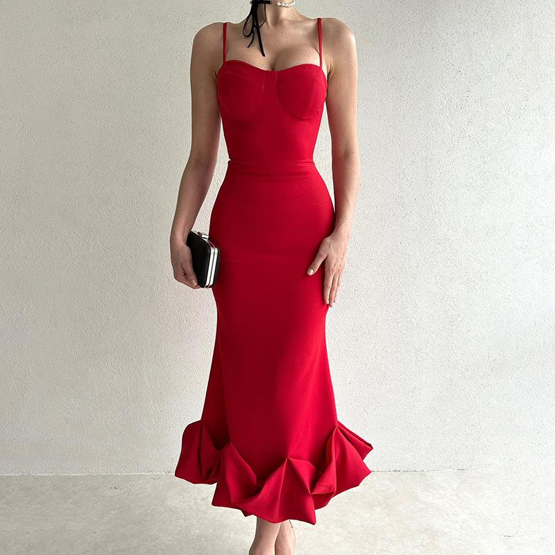Valenzora - Elegant solid-color slip dress