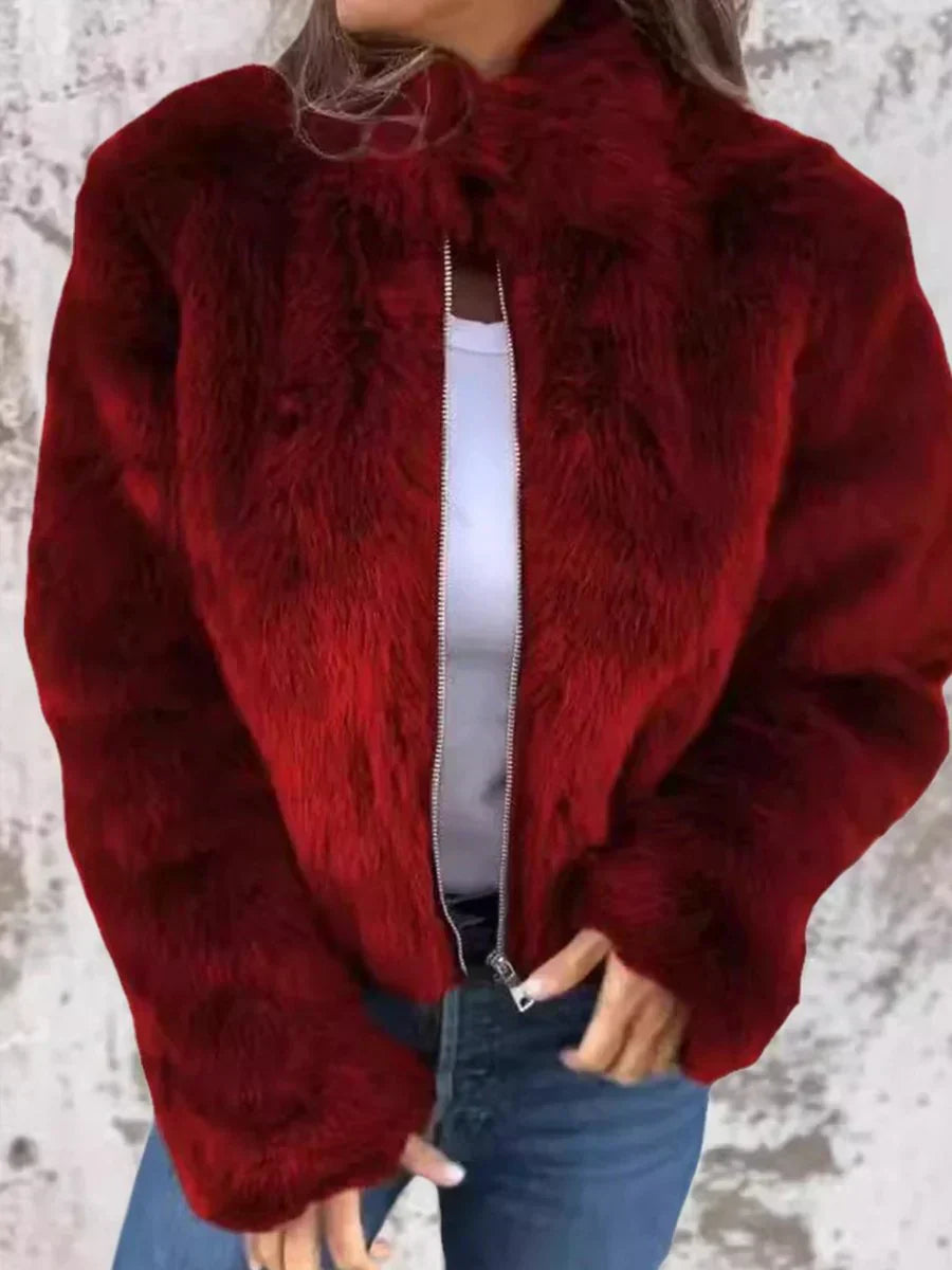 Valenzora | Elegant fur coat with zipper closure