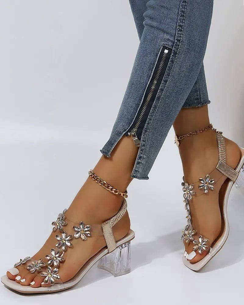 Valenzora | Sandaletten mit Riemchen und Strass, High Heels